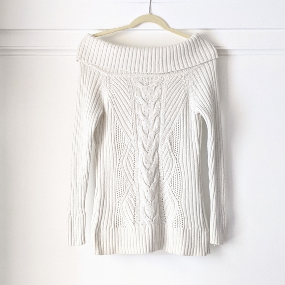 White House Back Market Sparkle Cable Knit Sweater - Picture 1 of 5